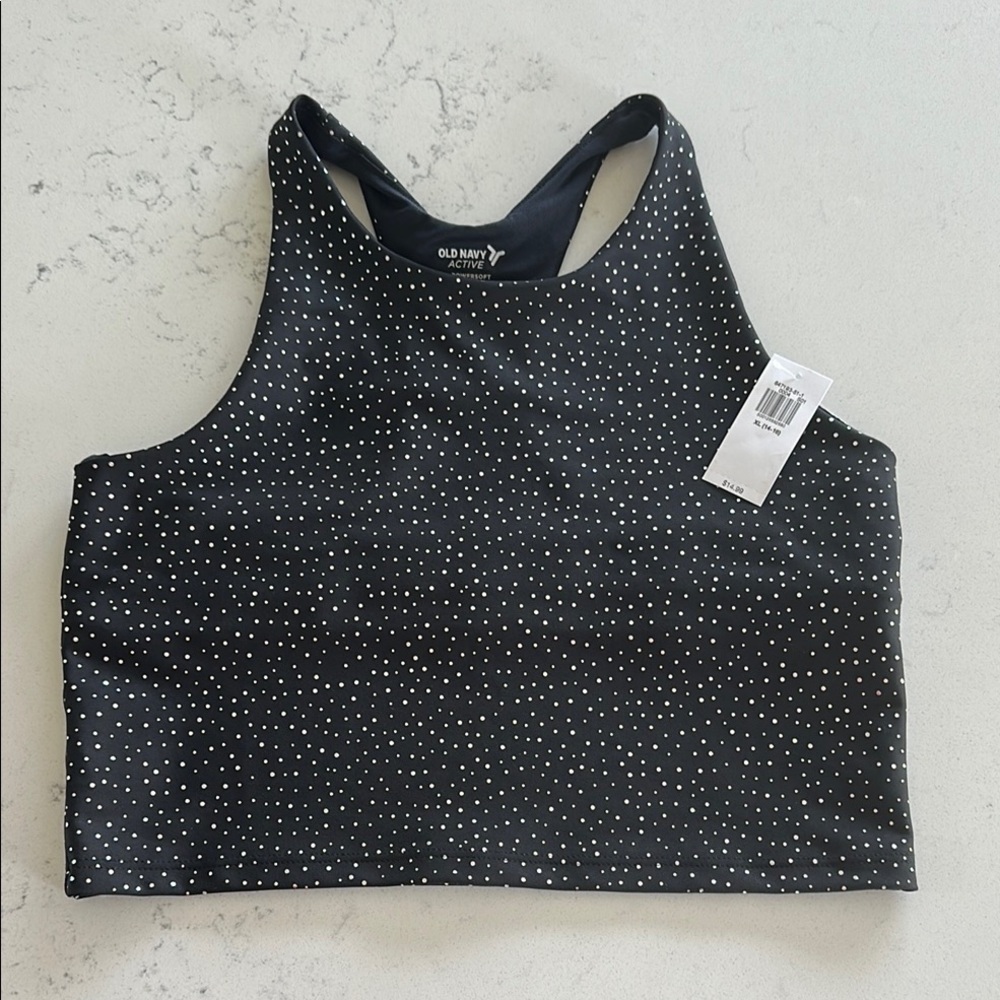 🖇️NWT🖇️Bundle 5 items @ 5$, pay only 15$-Black silver Polka Dot sport Crop Top